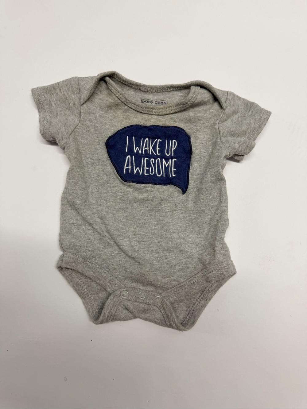 Baby Gear Grey Onesie with Blue Patch